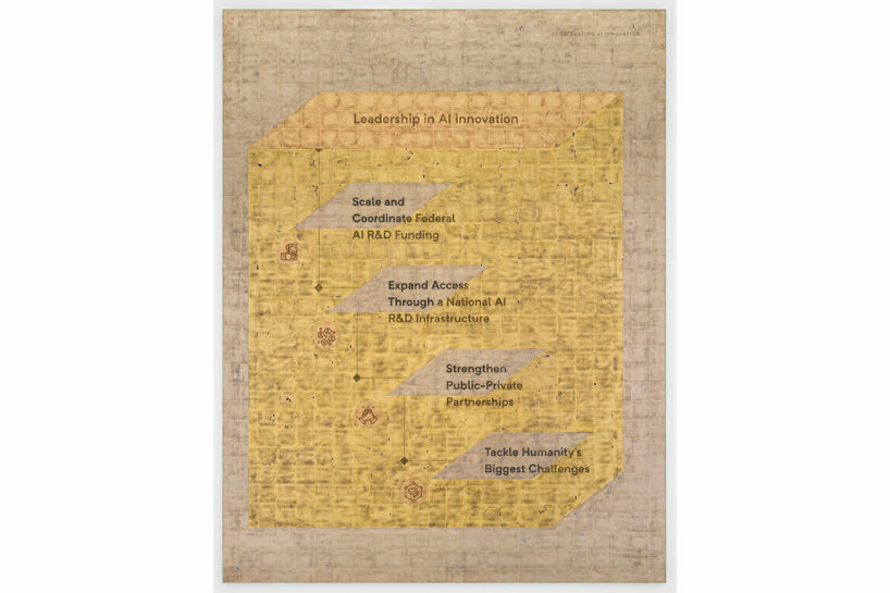 Tackle Humanity’s Biggest Challenges, 2023, 24k gold, moon gold and red gold leaf and oil on linen, 259.7 x 200.7 x 3.8 cm / 102 1/4 x 79 x 1 1/2 in