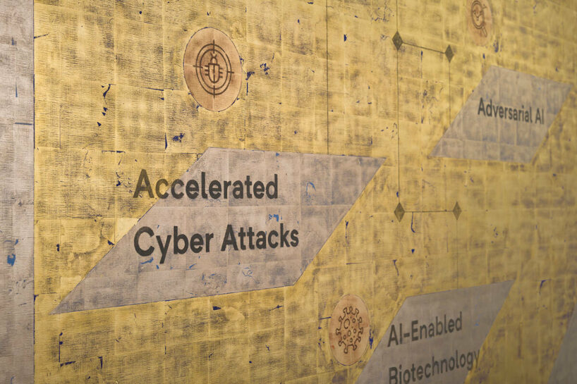 Accelerated (Detail), 2023, 24k gold, moon gold and red gold leaf and oil on linen, 259.7 x 200.7 x 3.8 cm / 102 1/4 x 79 x 1 1/2 in