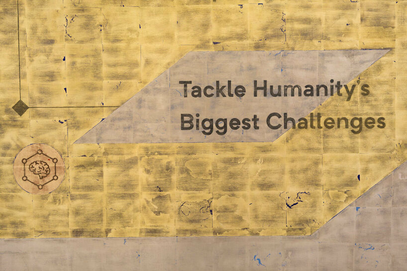 Tackle Humanity’s Biggest Challenges (Detail), 2023, 24k gold, moon gold and red gold leaf and oil on linen, 259.7 x 200.7 x 3.8 cm / 102 1/4 x 79 x 1 1/2 in