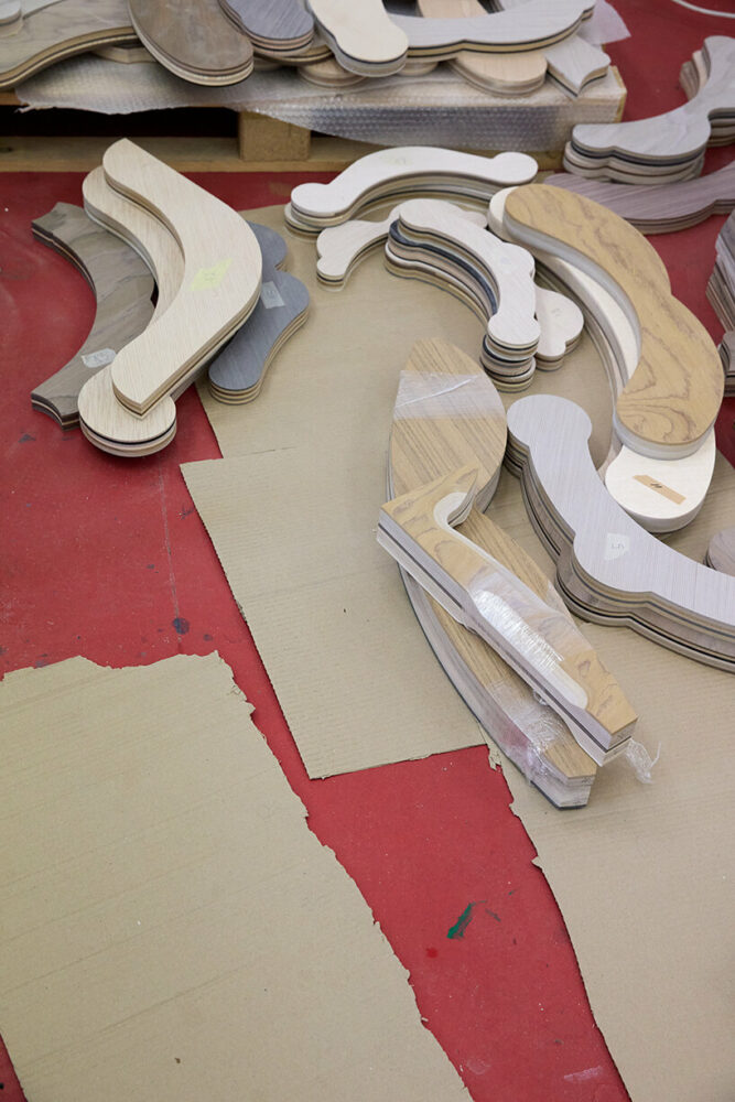 Gamper made his furniture series using craftwork & industrial processes