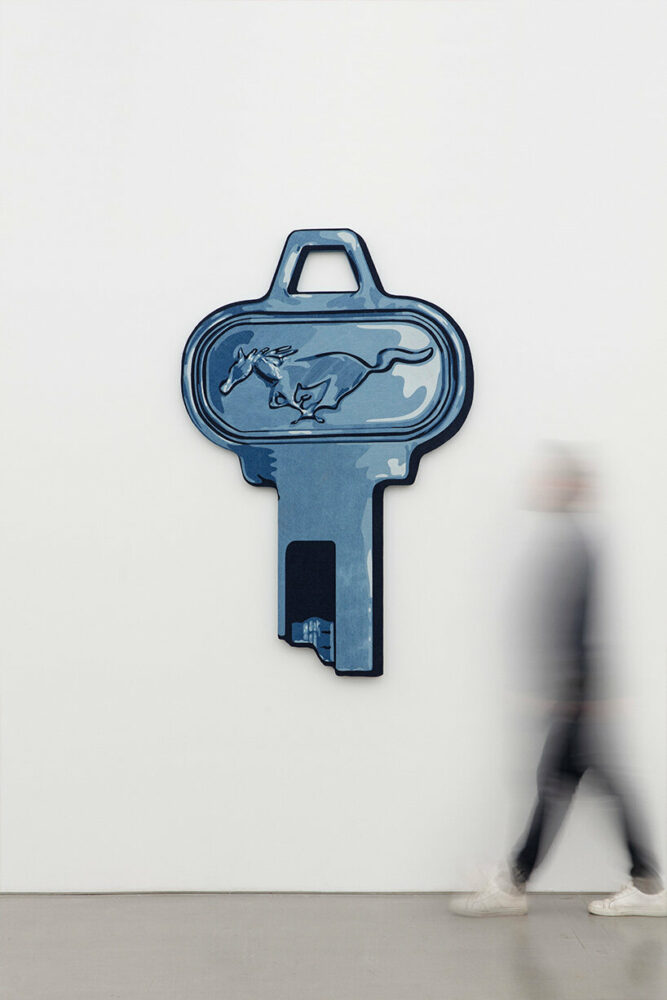 To Beat a Dead Horse, 2023. Denim on custom panel. 72 1/4 x 47 3/4 inch. Photographer: Guillaume Ziccarelli. Courtesy of the artist and Perrotin.