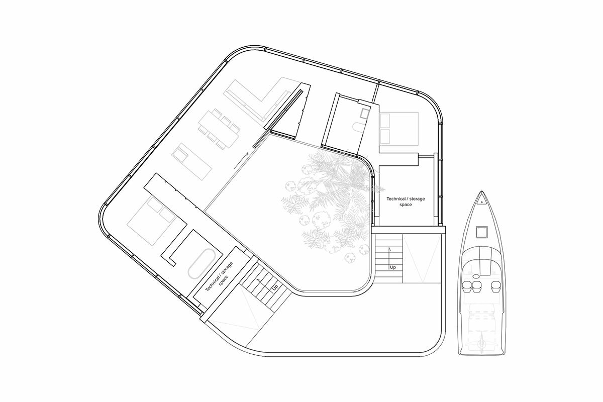 floating architecture by MAST: sauna, villa & climbing wall