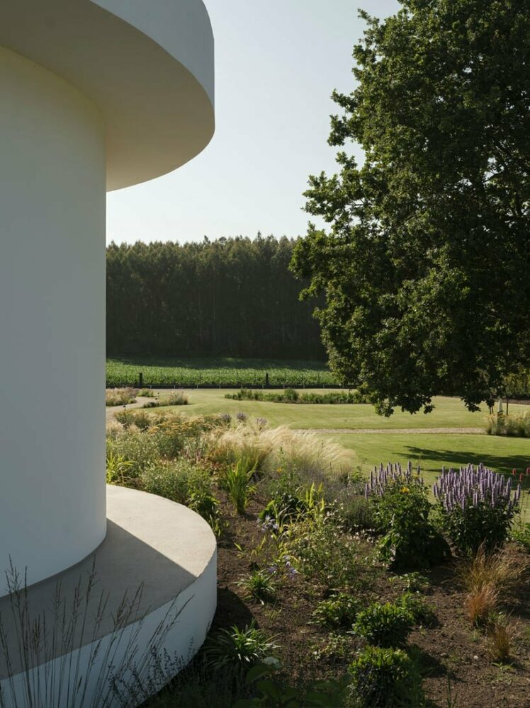 the lower slab offers a flat plateau that arranges the internal layout and external terrace