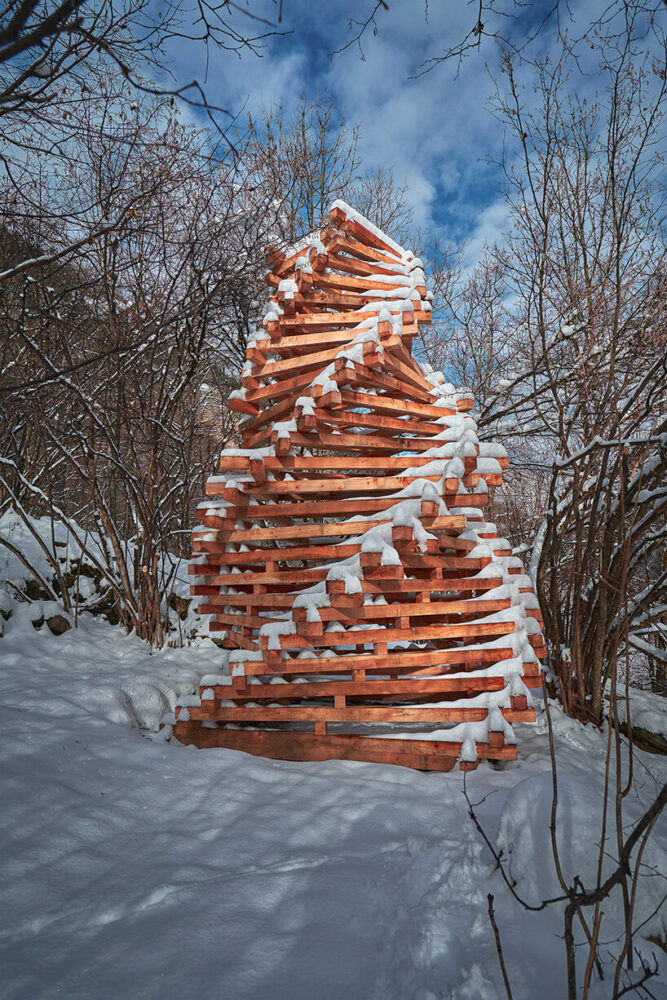 spiral pavilion during the winter season 
