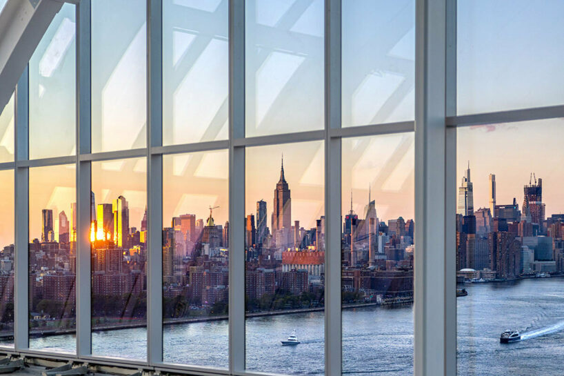interiors offer views across the Manhattan skyline