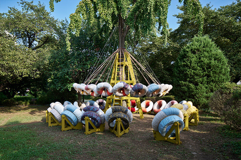 inflatable donut structures form izaskun chinchilla's interactive pavilion in south korea