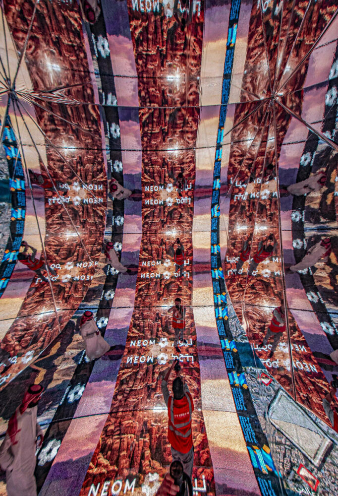 from NEOM to red sea global, STUFISH's portal installation leads visitors through saudi's gigaprojects
