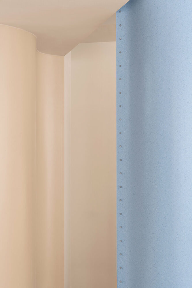 the space also features bespoke art installations crafted using Tarkett flooring