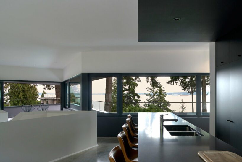 the spaces enjoy scenic views thanks to the large openings