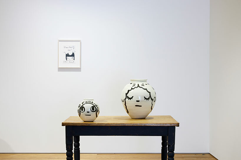 yoshimoto nara's childlike characters take ceramic forms at pace gallery exhhibition in seoul