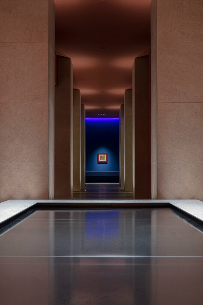 the atmosphere is created by using different colors, and various types of lights