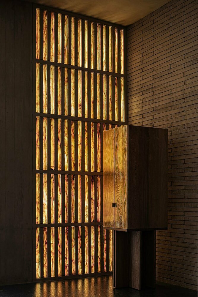 wooden AURUM cabinets clad in 23-karat gold leaf offer various configurations