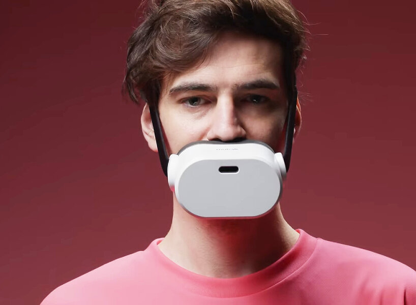 wearable soundproof microphone for mouth muffles voice of people who talk  loud in public