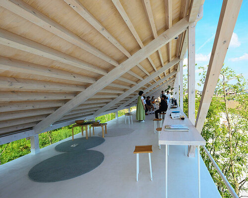single-slope roof forms open terrace for studio velocity's japanese beauty salon