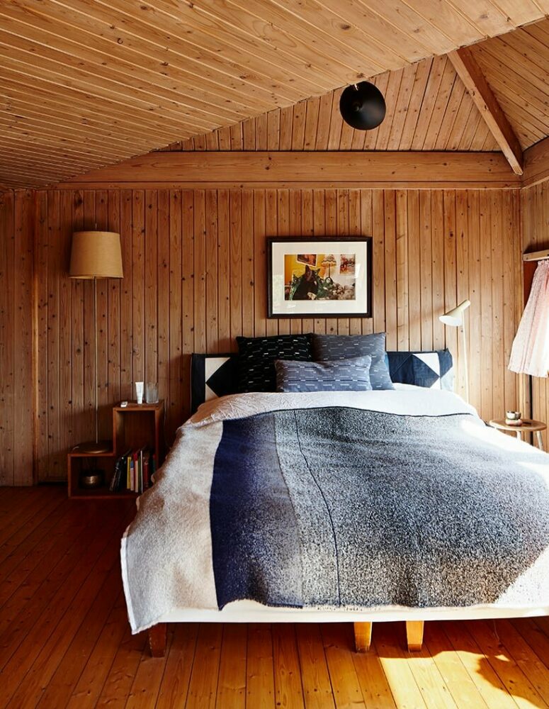 wood-clad bedroom