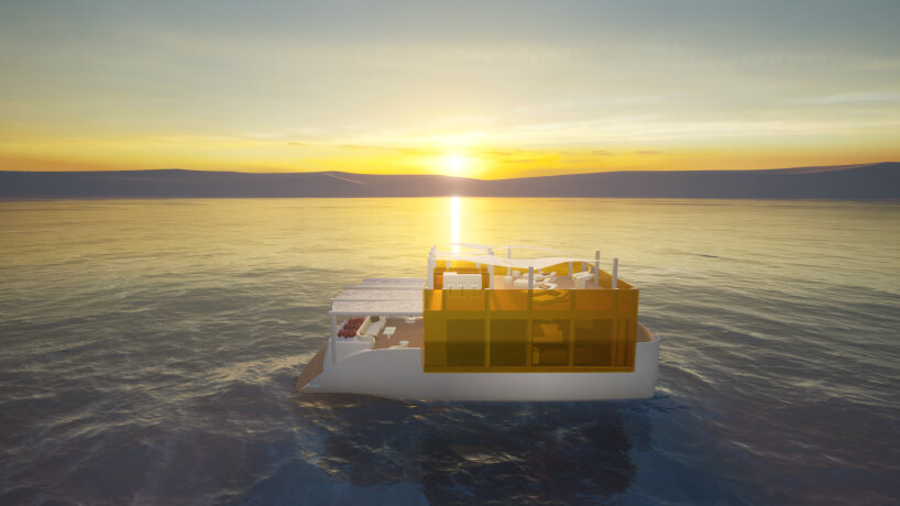 cube houseboat glass house catamaran