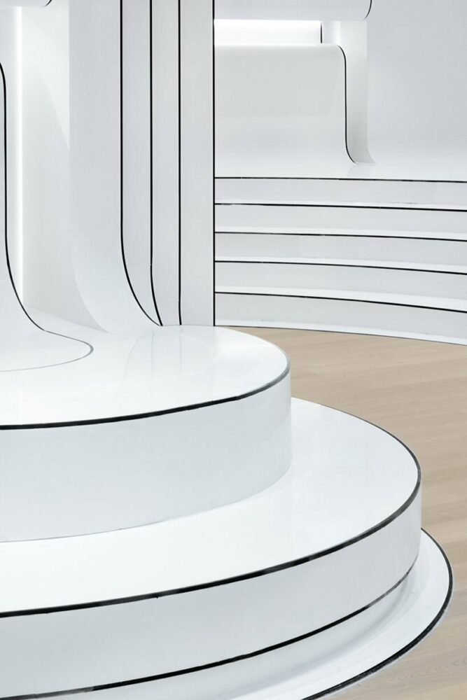 terrazzo and matte black metal achieve a delicate balance between rigidity and gentleness