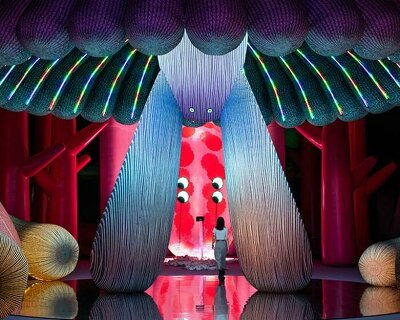 giant inflatable creatures and AI-generated gurus by ENESS land in taiwan