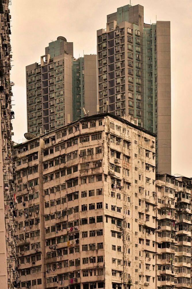old structure against new towers in Quarry Bay, Victoria Island