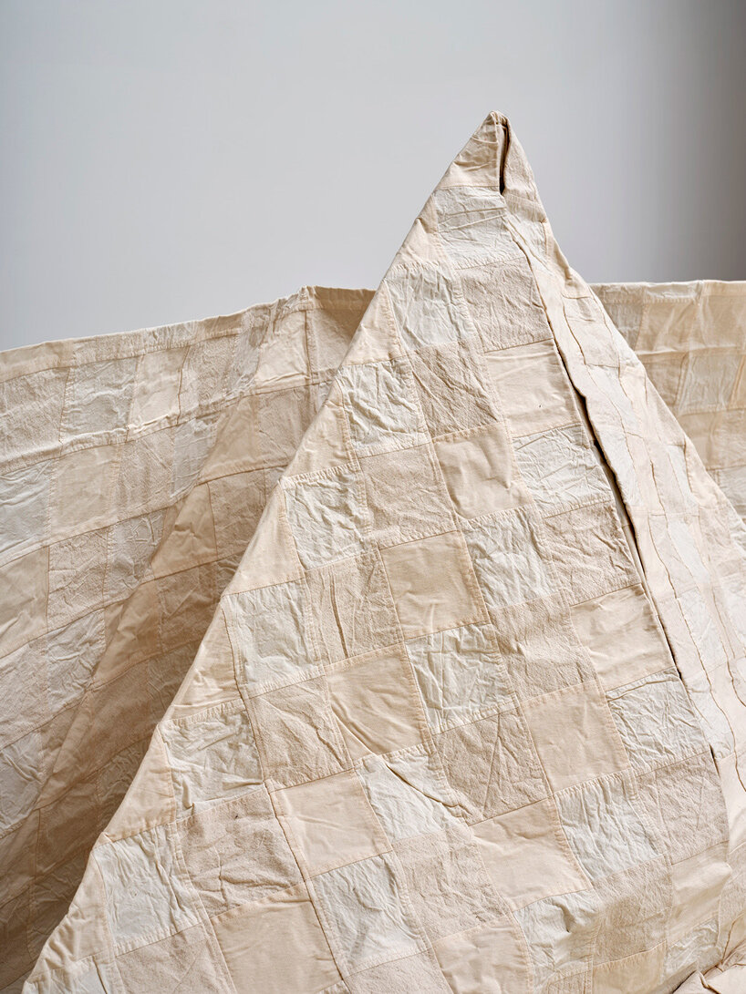 design duo crafts oversized fabric boat recalling patchwork traditions and japanese origami