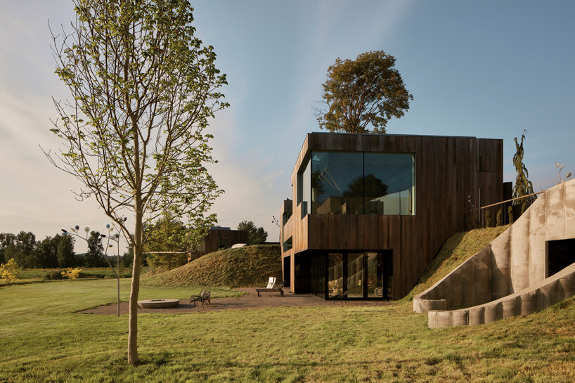 omer arbel crafts lily pad-shaped columns for family home in canada