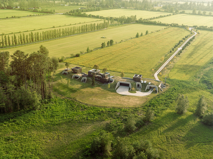 omer arbel crafts lily pad-shaped columns for family home in canada