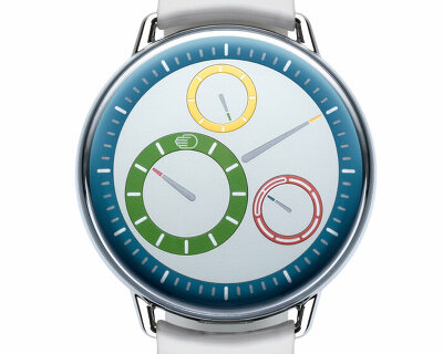 ressence adds multicolor discs to hours, minutes and seconds of its TYPE 1° M watch