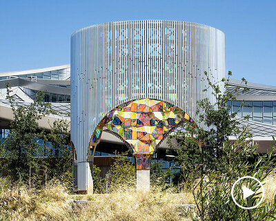 SOFTlab's halo pavilion glistens like a geode amid google headquarters in mountain view, CA