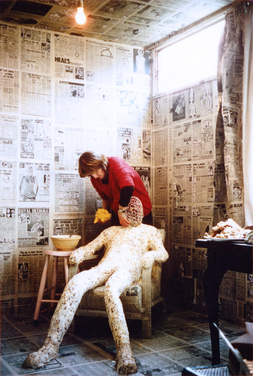 Documentation of preparation for An Edible Family in a Mobile Home by Bobby Baker, 1976. Photo: Andrew Whittuck