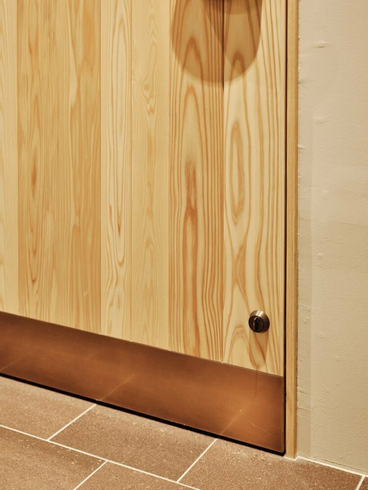 steel bronze-plated kick plate on door