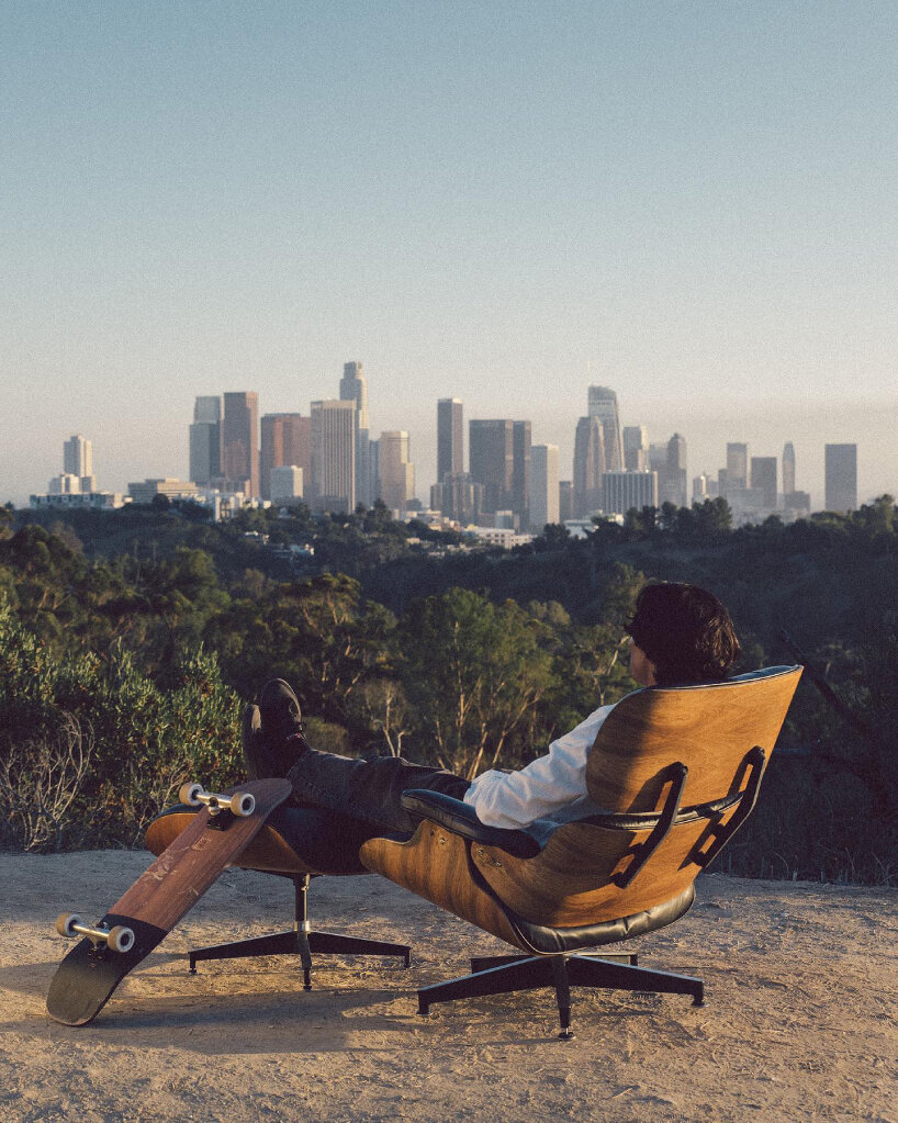 charles ray eames office lounge chairs ottoman globe skateboards