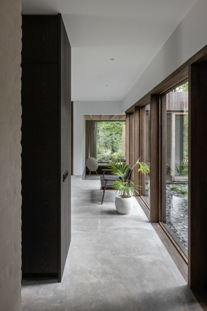 each space has its own ceiling height and finish