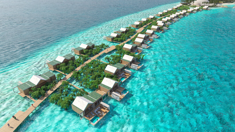 shigeru ban's floating villas comprise the first resort-residence project in the maldives