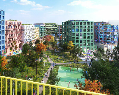 MVRDV plans new green district in düsseldorf with colorful residential complex