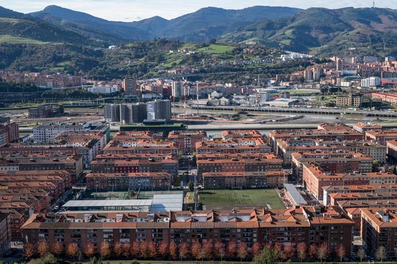 the construction facilitates panoramic views of the city of Bilbao