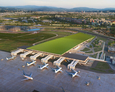 rafael viñoly architects will top florence airport terminal with vineyard green roof