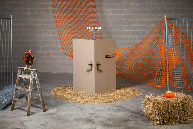 the coop for stella and simeone, the chicken reincarnations of the Vedovamazzei duo