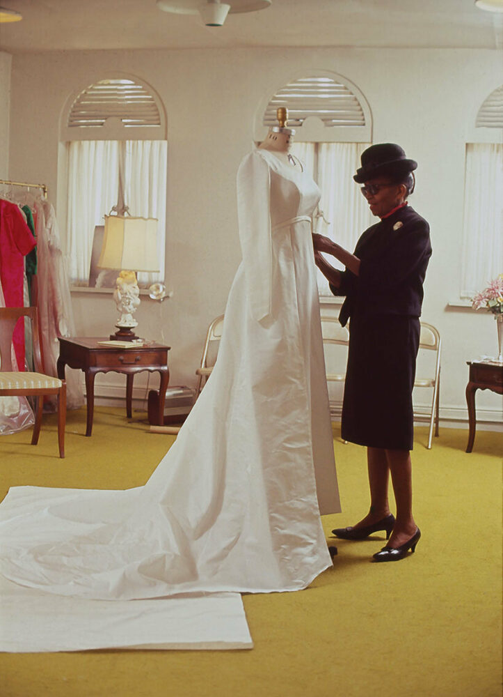 Ann Lowe fitting a dress to a mannequin, 1966 | image courtesy of Johnson Publishing Company Archive. Courtesy J.Paul Getty Trust & Smithsonian National Museum of African American History & Culture