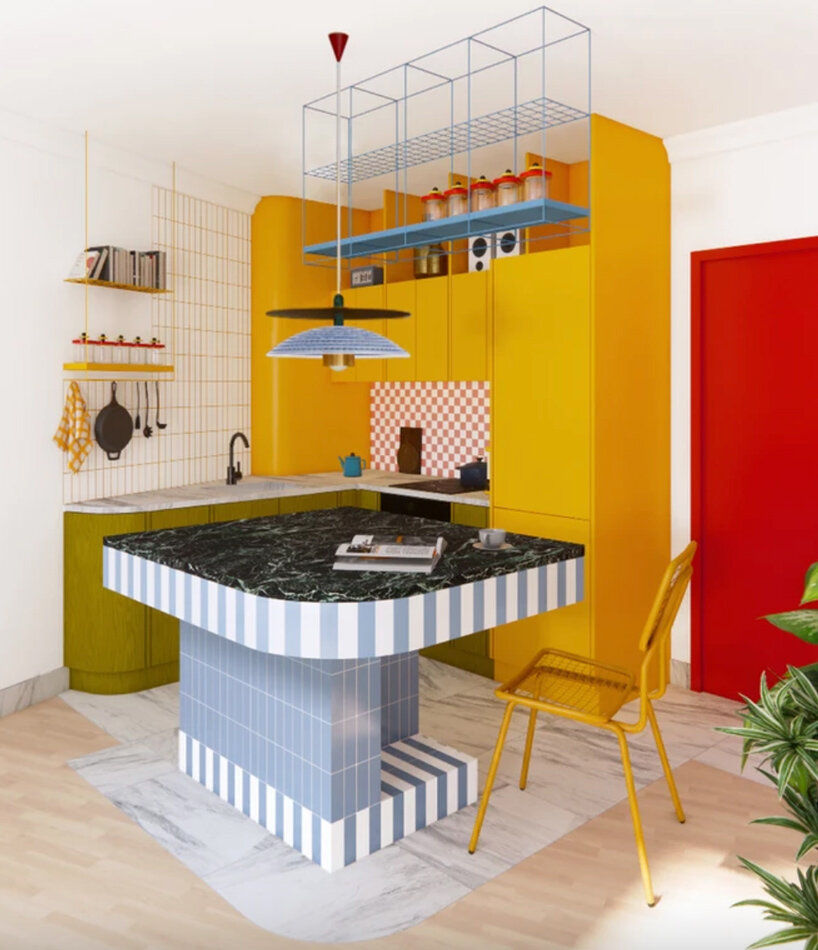 splashes of color revive 35 sqm athenian micro-apartment by oikonomakis siampakoulis