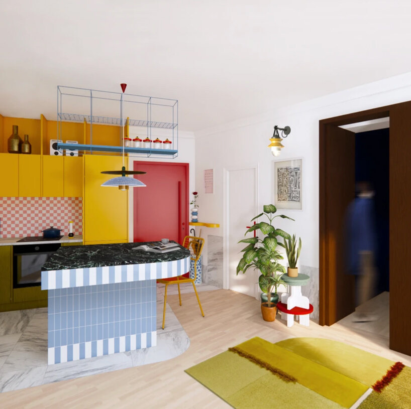 splashes of color revive 35 sqm athenian micro-apartment by oikonomakis siampakoulis