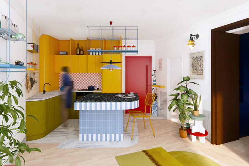 splashes of color revive 35 sqm athenian micro-apartment by oikonomakis siampakoulis