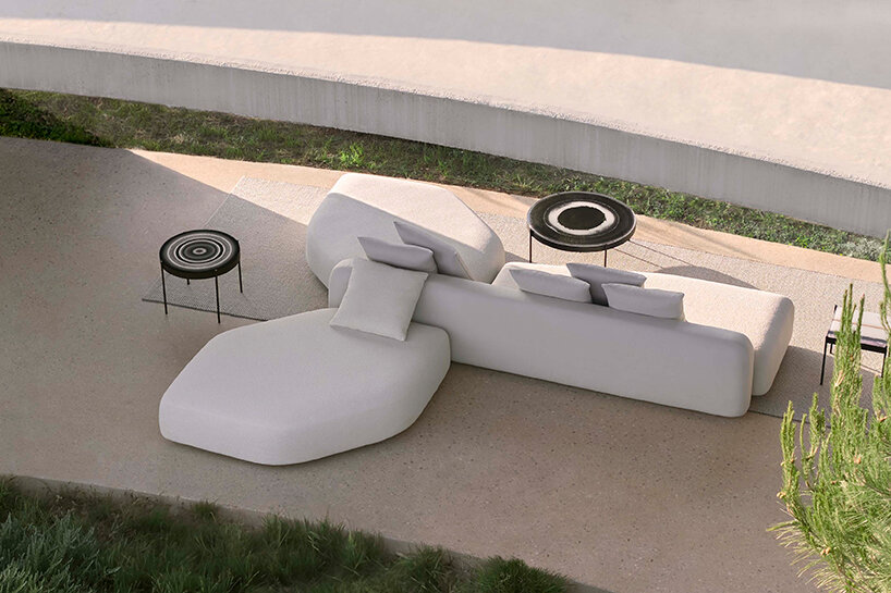 Mass sofa seat hex libera rice iris beige by Alejandra Gandia-Blasco for GANDIABLASCO