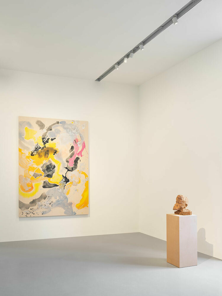 left to right Jessica Rankin, Or Spirit Everywhere, 2023, collection of the artist. installation view, 'Julie Mehretu. Ensemble', 2024, Palazzo Grassi, Venezia. ph. Marco Cappelletti © Palazzo Grassi, Pinault CollectionPaul Pfeiffer, Incarnator (Pampanga), 2018, Courtesy the artist and carlier | gebauer (Berlin/Madrid). installation view, 'Julie Mehretu. Ensemble', 2024, Palazzo Grassi, Venezia. ph. Marco Cappelletti © Palazzo Grassi, Pinault Collection 