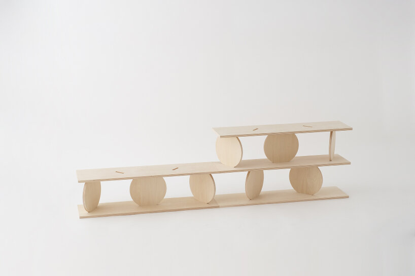 kengo kuma modular wooden shelf marumarushikaku ryuichi sakamoto