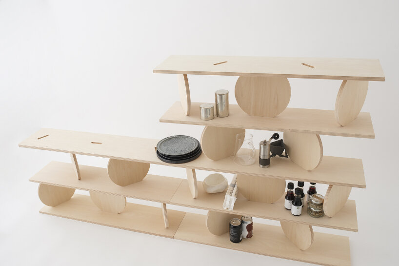 kengo kuma modular wooden shelf marumarushikaku ryuichi sakamoto