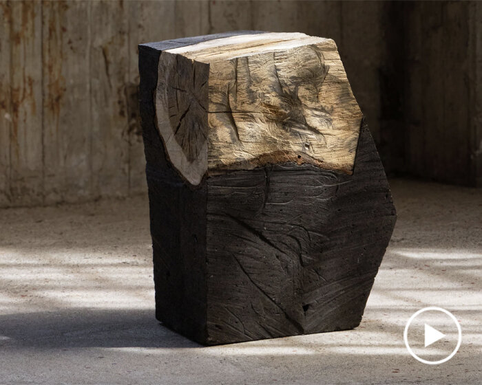 so koizumi makes his debut at alcova milano with fossil-inspired wooden furniture