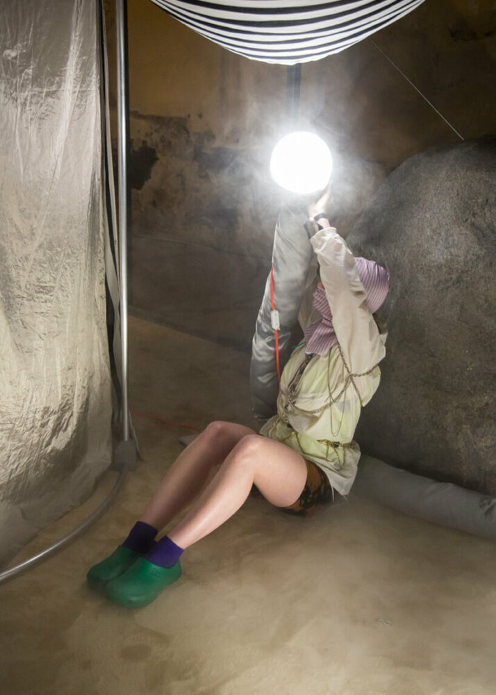 the installation emphasizes innovative design solutions for a future marked by climate change