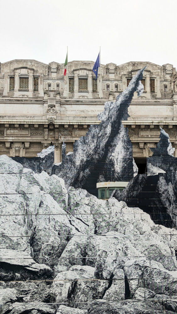 jr la nascita milan central station monumental rock installation