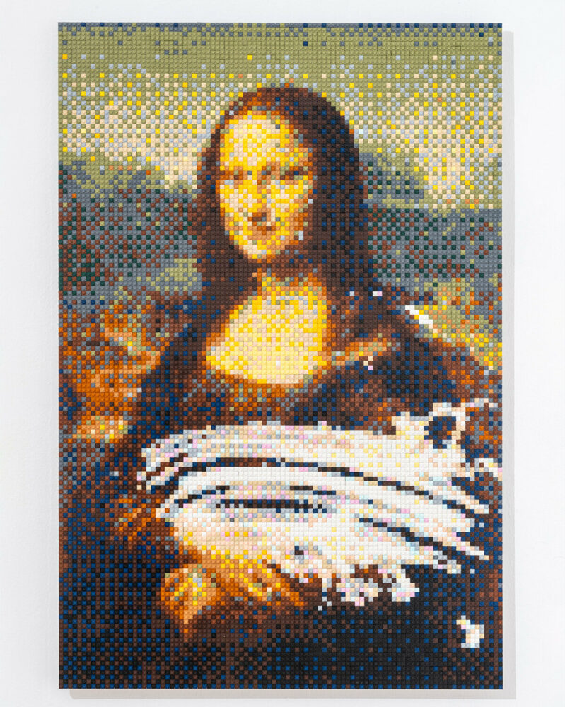 Ai Weiwei, Mona Lisa Smeared in Cream, 2023, toy bricks (LEGO), courtesy Ai Weiwei Studio and Galleria Continua