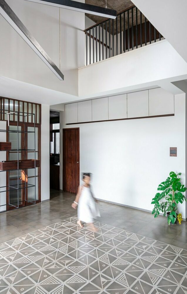 cement tiles provide a modern twist with geometric patterns